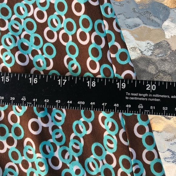 Lily large  12-14 Brown & Aqua geometric print Halter dress Marilyn Monroe - Picture 4 of 9